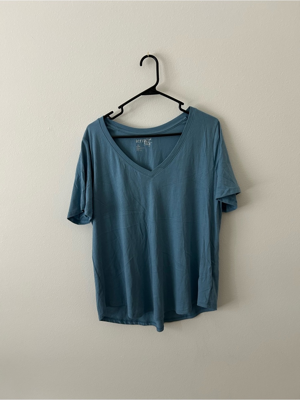 Terra & Sky Teal V-Neck Short Sleeve Tee - Slate Blue-Green